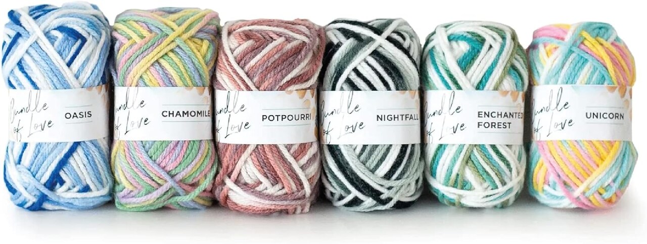 Lion Brand Yarn Bundle of Love Baby Yarn Mini Sampler 6-Pack Yarn for Crocheting and Knitting, Assorted Starter Crochet Kit Yarn Bulk for Adults and Kids